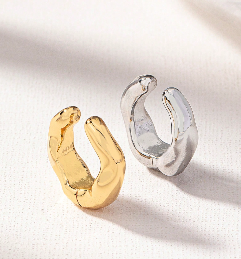 Trendy Curved Metal Ear Cuffs – Set of 2