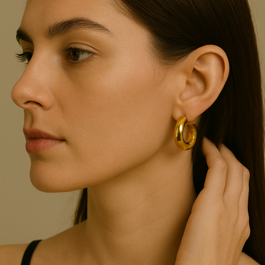 Golden Big Hoop Earrings - Set of 2