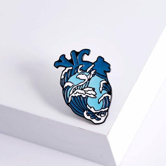 Blue Heart Brooch