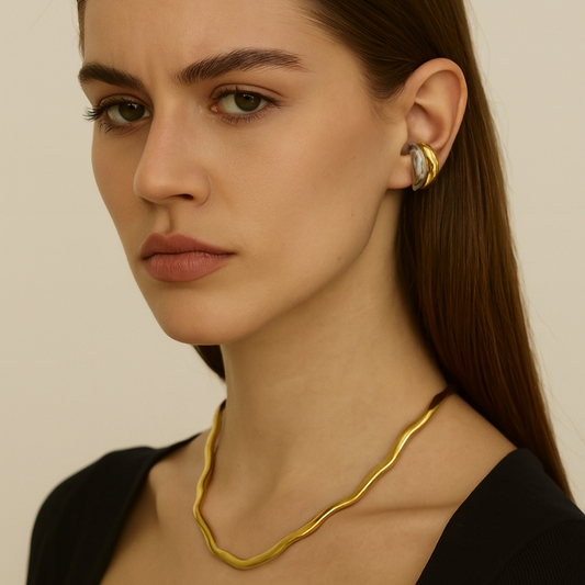 Trendy Curved Metal Ear Cuffs – Set of 2