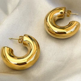 Golden Big Hoop Earrings - Set of 2
