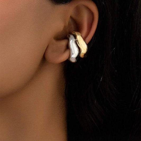 Trendy Curved Metal Ear Cuffs – Set of 2